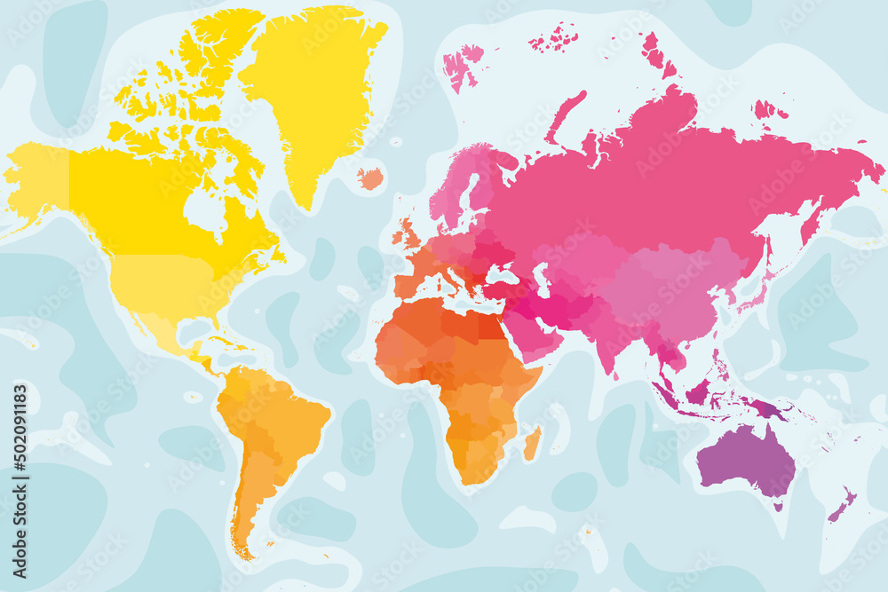 Canvas Prints colorful political map of world. - Canvas Prints