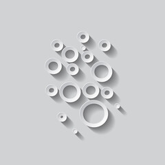 Bubbles simple icon. Flat design. Paper style with shadow. Gray background.ai