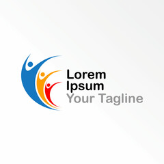 Three human or body in happy movement small to big image graphic icon logo design abstract concept vector stock. Can be used as a symbol related to people or ccommunity