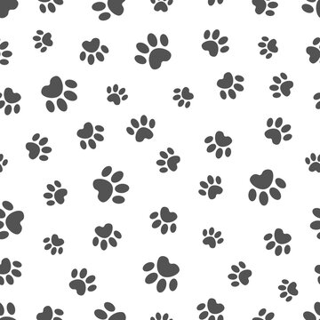 Pet paws seamless pattern on white background