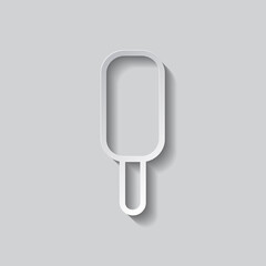 Icecream simple icon. Flat design. Paper style with shadow. Gray background.ai