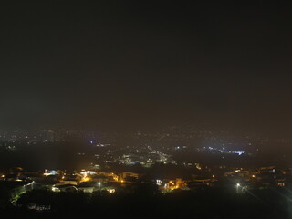San Jose city at night with fog