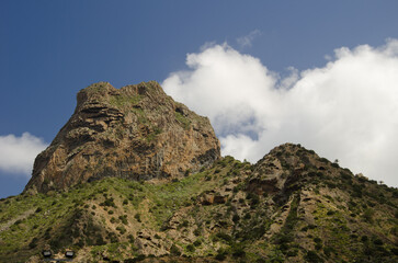 Fototapeta na wymiar Cliff of Roque Cano in Vallehermoso. La Gomera. Canary Islands. Spain.