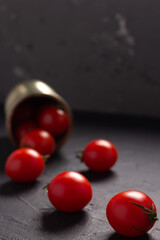 Fresh tomato sauce ingredient for homemade ketchup at table. Tomatoes on tabletop