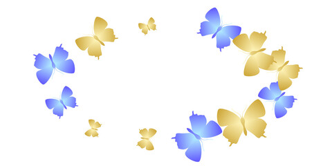 Magic bright butterflies flying vector wallpaper. Summer funny moths. Simple butterflies flying children illustration. Delicate wings insects graphic design. Tropical beings.