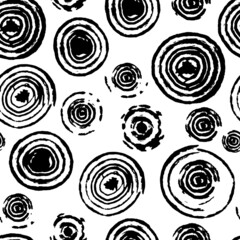 hand drawn seamless pattern background backdrop design with grunge black ink abstract textured circles, minimalist scandinavian style