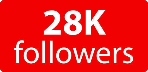 28k followers Red vector icon, subscribers sign, stamp, logo or button illustration.