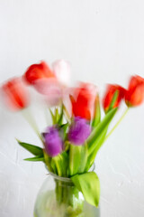 Bouquet of tulips in long exposure with blur