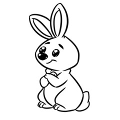Fototapeta na wymiar Rabbit cheerful kind smile coloring page cartoon illustration