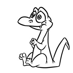 Crocodile cheerful smile coloring page cartoon illustration