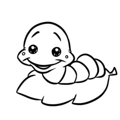 Caterpillar cheerful character coloring page cartoon illustration