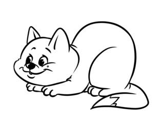 Little happy cat joy lies pet coloring page cartoon illustration