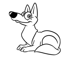 Dog lies rest coloring page cartoon illustration