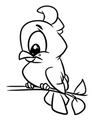 Bird branch joy coloring page cartoon illustration