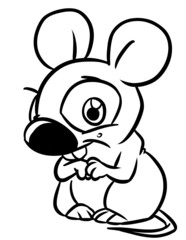 Little mouse coloring page cartoon illustration