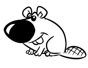 Little beaver character animal coloring page cartoon illustration