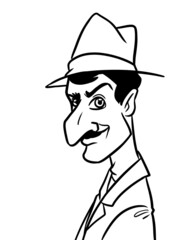 Portrait man suit hat coloring page cartoon illustration