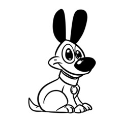 Fototapeta na wymiar Little dog character smile coloring page cartoon illustration