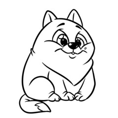 Kind cute cat sitting coloring page cartoon illustration