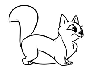 Little cute cat coloring page cartoon illustration