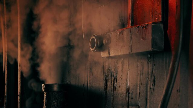 Machine Releases Steam In Hot Engine Room