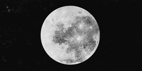 Abstract watercolor night sky with full moon illustration © WhataWin