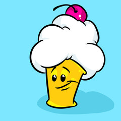 Little good cake cream cream cherry cooking character cartoon illustration