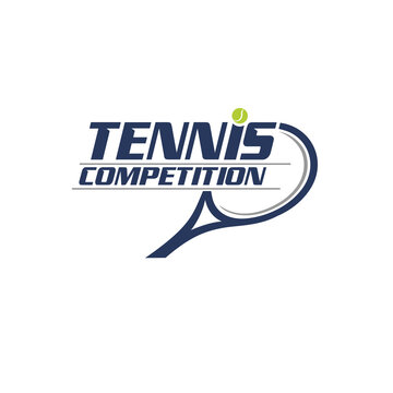 Tennis competition tournament, tennis balls and tennis racket. sports sign. tennis logo. flat style.