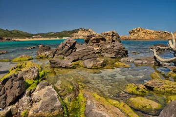 Raamstickers Cala Pregonda, Menorca Eiland, Spanje Cala Pregonda, Menorca, Spanje, op een zonnige dag