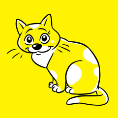 cat smile character animal yellow cartoon illustration