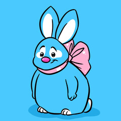 Little rabbit blue Animal character postcard cartoon illustration