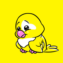 Parrot little bird yellow postcard cartoon illustration