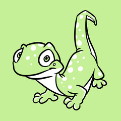 lizard smile animal smile green postcard cartoon illustration