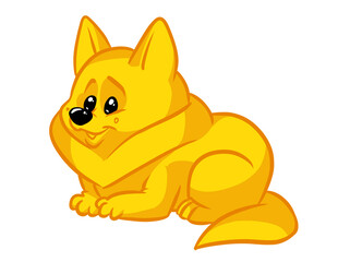 Dog cheerful lies rest cartoon illustration