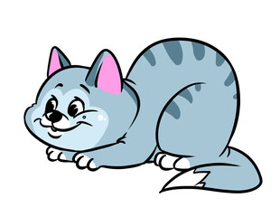 Little happy cat joy lies pet cartoon illustration