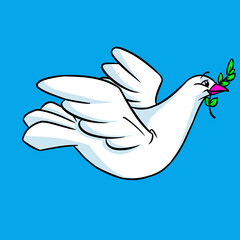 Bird dove of peace flying cartoon illustration