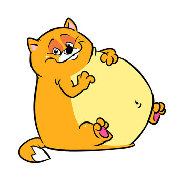 Fat happy cat cartoon illustration