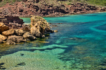 Cala Pregonda, Menorca, Spanien, an einem sonnigen Tag