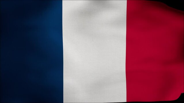 flag of France with fabric structure. France flag. National flag of France 3d. French Flags Slow Motion video. 