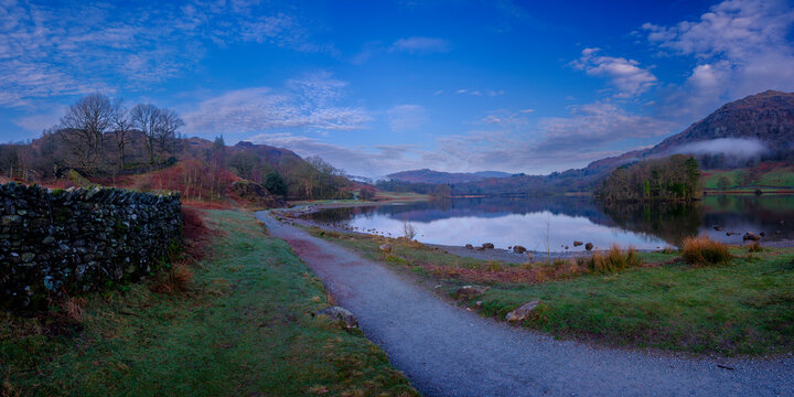 Spring sunrise over Rydal Water in the Lake District National Park