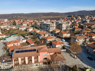 Fototapeta premium Aerial view of town of Bratsigovo, Bulgaria