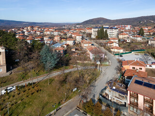 Fototapeta na wymiar Aerial view of town of Bratsigovo, Bulgaria