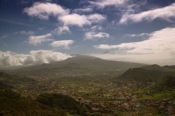 Obraz premium Tenerife, landscape of the north east part of the island from around Mirador De Jardina viewpoint on a border of Anaga forest park 