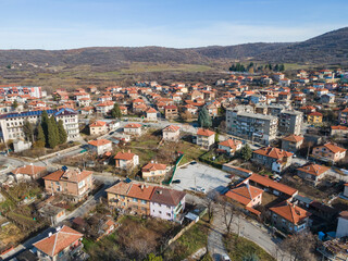 Obraz premium Aerial view of town of Bratsigovo, Bulgaria