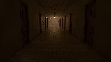 dark tunnel corridor in building liminal space