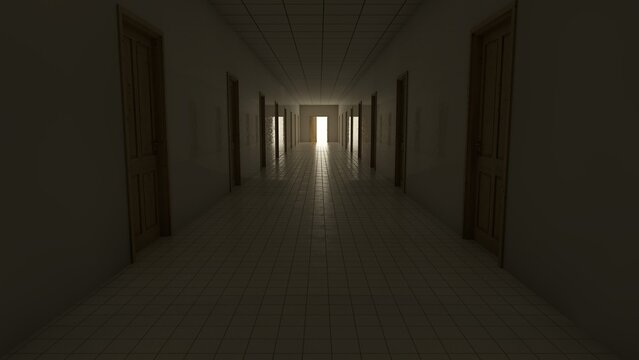 dark tunnel corridor in building liminal space
