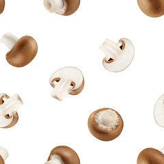 Champignon, mushroom isolated on white background, SEAMLESS, PATTERN