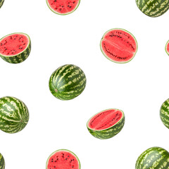 Watermelon isolated on white background, SEAMLESS, PATTERN