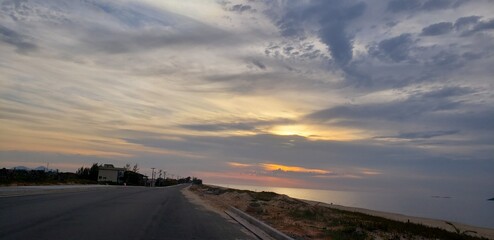 beach sun cloud sunset landscape horison sea