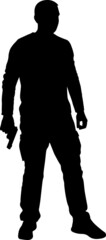 man holding pistol silhouette
